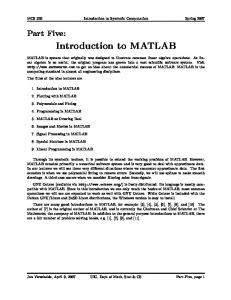 Introduction to MATLAB