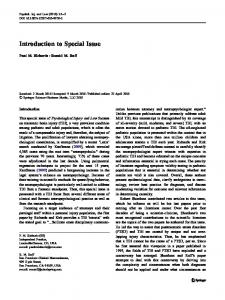 Introduction to Special Issue