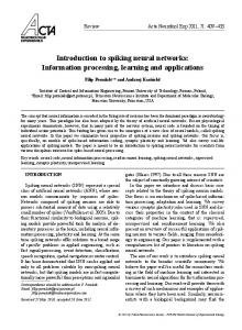 introduction to spiking neural networks: information processing ...