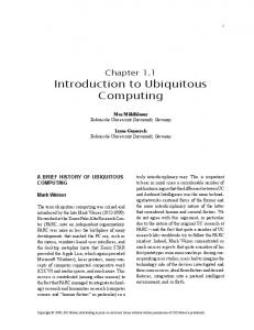 Introduction to Ubiquitous Computing - CiteSeerX