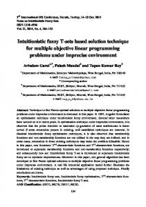 Intuitionistic fuzzy T-sets based solution technique for ...