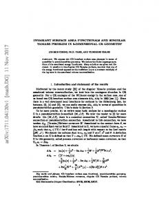 Invariant surface area functionals and singular Yamabe problem in 3 ...