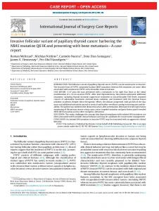 Invasive follicular variant of papillary thyroid cancer harboring the ...