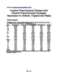 Invasive Pneumococcal Disease after Routine Pneumococcal ...