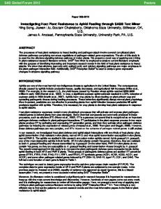 Investigating Host Plant Resistance to Aphid Feeding through SAS ...