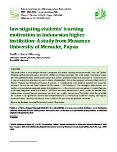 Investigating students' learning motivation in