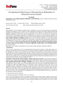 Investigating the Effectiveness of Microteaching in Mathematics ... - Eric