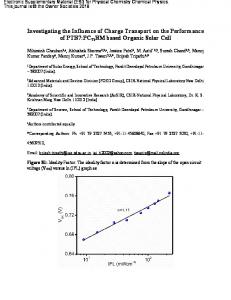 Investigating the Influence of Charge Transport on the ...