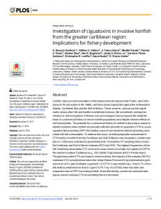 Investigation of ciguatoxins in invasive lionfish from the greater ... - PLOS