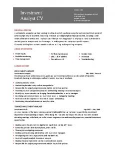 investment analyst CV template - Dayjob