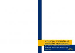 Investment contracts and sustainable development - iied iied