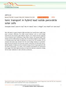 Ionic transport in hybrid lead iodide perovskite solar cells - Nature