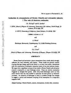 Ionisation in atmospheres of Brown Dwarfs and extrasolar planets I ...