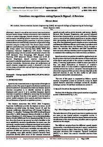 IRJET-     Emotion recognition using Speech Signal: A Review