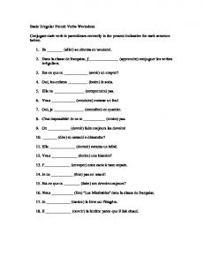 Irregular French Verbs Worksheets