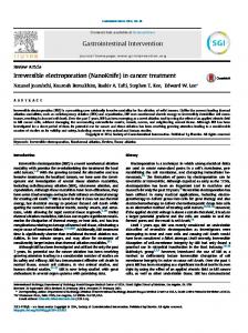 Irreversible electroporation (NanoKnife) in cancer ... - ScienceCentral
