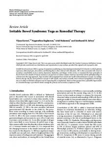 Irritable Bowel Syndrome: Yoga as Remedial Therapy