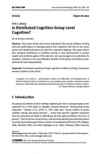 Is Distributed Cognition Group Level Cognition?