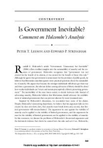 Is Government Inevitable? - (SSRN) Papers