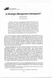 Is Strategic Management Ideological?