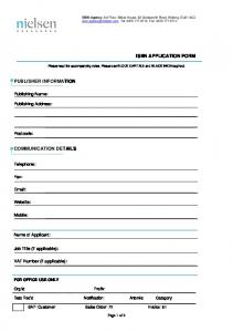 isbn application form - Nielsen UK ISBN Agency - Nielsen BookData