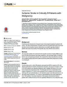 Ischemic Stroke in Critically Ill Patients with ... - Semantic Scholar