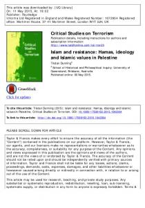 Islam and resistance: Hamas, ideology and Islamic values in Palestine