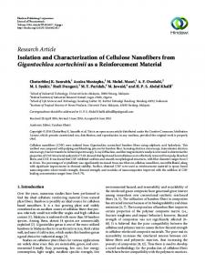 Isolation and Characterization of Cellulose Nanofibers from