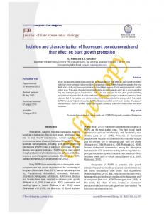 Isolation and characterization of fluorescent pseudomonads and their ...