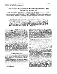 Isolation and Characterization of Valine Dehydrogenase from