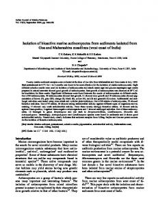 Isolation of bioactive marine actinomycetes from sediments ... - NOPR