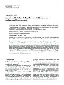 Isolation of Cellulolytic Bacillus subtilis Strains from Agricultural ...