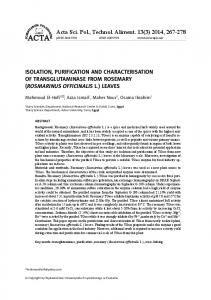 ISOLATION, PURIFICATION AND CHARACTERISATION OF ...