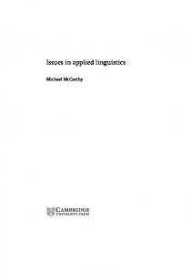 Issues in applied linguistics