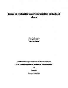 Issues in evaluating generic promotion in the food ... - AgEcon Search