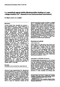 I.v. anaesthetic agents inhibit dihydropyridine binding to L-type voltage ...