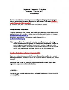 Japanese Language Program Autumn Courses 2013 Guidelines