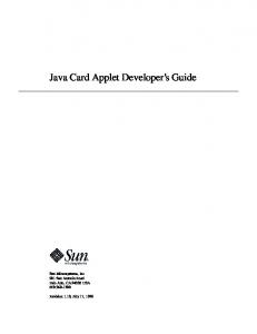 Java Card Applet Developer's Guide