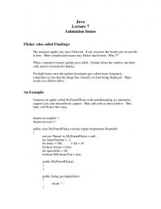 Java Lecture 7 Animation Issues