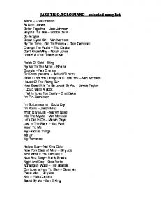 Jazz Trio/Solo Piano songlist