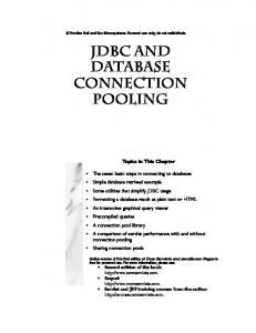 JDBC AND DATABASE CONNECTION POOLING