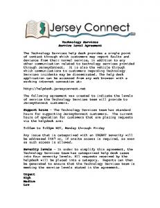 JerseyConnect Service Level Agreement