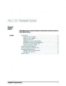 JNU 1.3 Release Notes - Juniper Networks