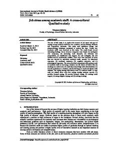 Job stress among academic staff: A cross-cultural Qualitative ... - Neliti