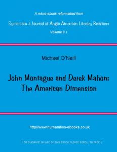 John Montague and Derek Mahon: The American Dimension