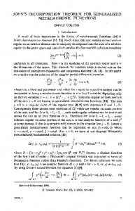 JOHN'S DECOMPOSITION THEOREM FOR GENERALIZED