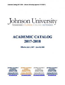 Johnson University Academic Catalog