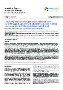 Journal of Cancer Research & Therapy Comparing ... - NobleResearch