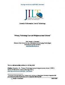 Journal of Information, Law & Technology Privacy, Technology Law ...