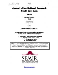 Journal of Institutional Research South East Asia